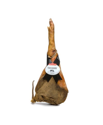 1 - ANTICA MACELLERIA FALORNI Cinta Senese-Schinken mit Knochen und Schwarte 8 kg – RLZ 6 Monate - 16 Monate gereift