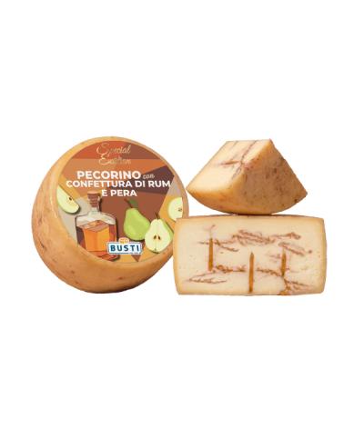 1 - BUSTI Pecorino with rum and pear jam 2.5 kg - EXP 3 months - aged 2 months