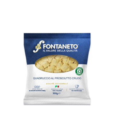 1 - FONTANETO Quadrucci prosciutto crudo 4 x 500 g (250~ x 2 g  500 g) - TMC 12 giorni - 6 minuti di cottura