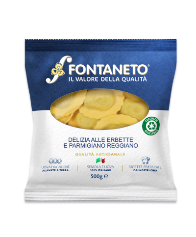 2 - FONTANETO Delizia ravioli with Swiss chard and Parmigiano Reggiano filling 2 kg - EXP 3 weeks - 5 minutes cooking time