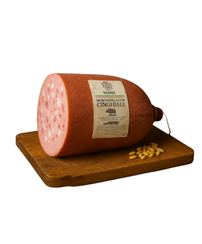 1 - SALUMIFICIO VIANI Mortadella with wild boar and pine nuts - 1/2 piece, approx. 4,5 kg - EXP 5 weeks - VP