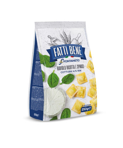 1 - FATTI BENE Ravioli ricotta e spinaci 250 g (50~ x 5 g  250 g) - TMC 3 settimane - 4 minuti di cottura